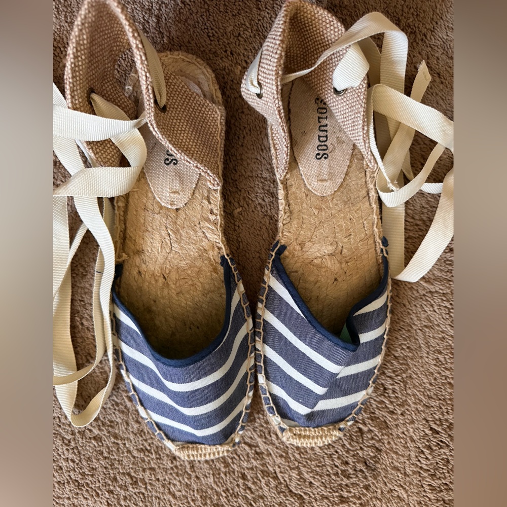 Soludos Navy/White Striped Espadrille Flats